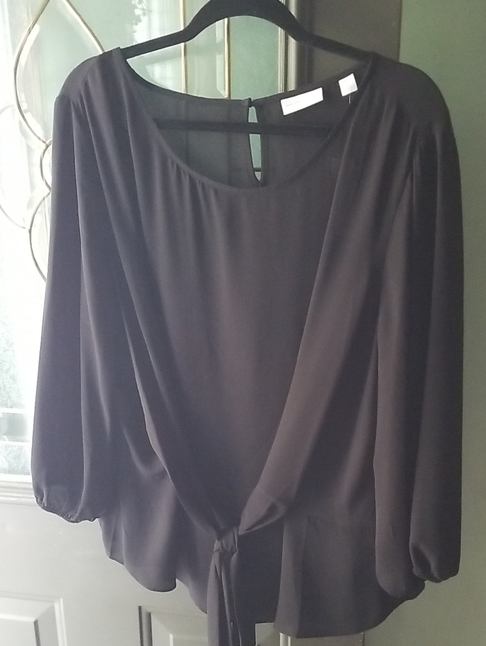 New York And Company Womens Black Tie-Front Blouse